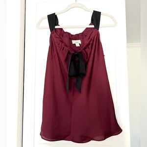 LOFT size 4 maroon / garnet and black bow blouse